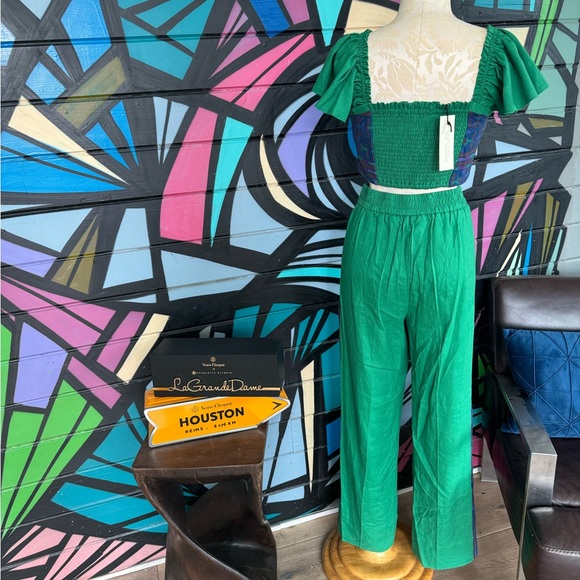 NWT Rachel Zoe Set!! GREEN! Linen, Stretchy, so cute! - Picture 9 of 15